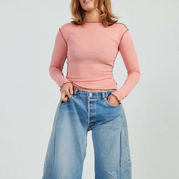 Pink Long Sleeve Women's Top - Picture 2 of 7